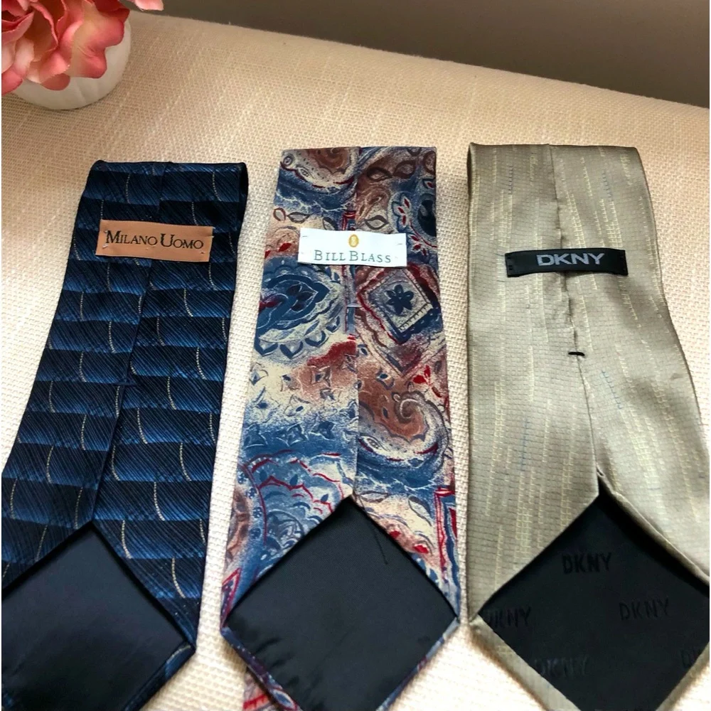 Bundle of Men’s Neckties (3) DKNY ~ Bill Blass ~ Milano Uomo - Picture 2 of 2